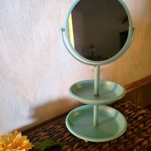Teal mirror/jewelry trays